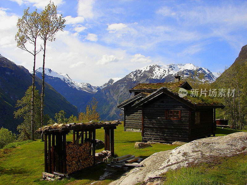 挪威盖兰格村(Geiranger Village)的挪威房屋